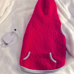 Great Choice medium hot pink quilted stitch hoodie. Has gray trim.